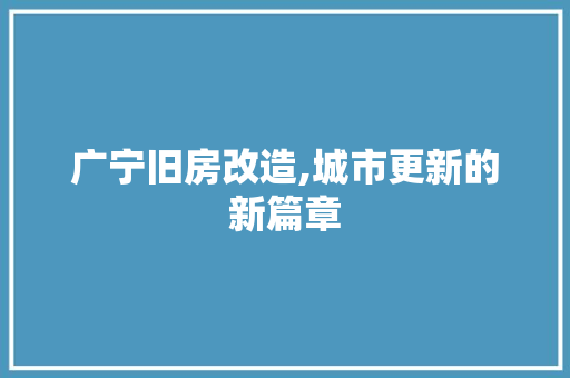 广宁旧房改造,城市更新的新篇章