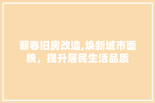 蕲春旧房改造,焕新城市面貌，提升居民生活品质