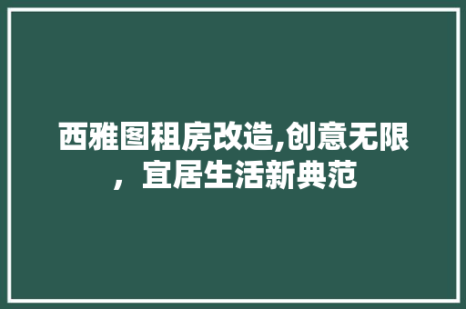 西雅图租房改造,创意无限，宜居生活新典范