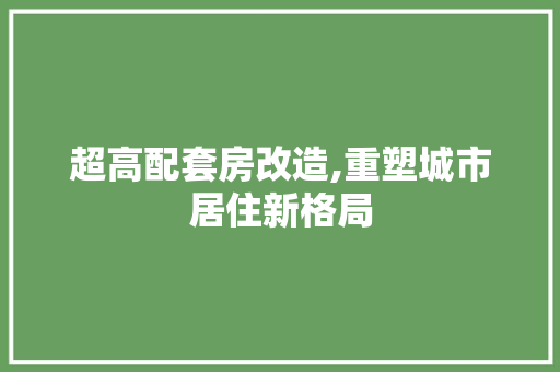 超高配套房改造,重塑城市居住新格局