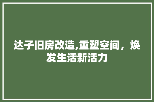 达子旧房改造,重塑空间，焕发生活新活力