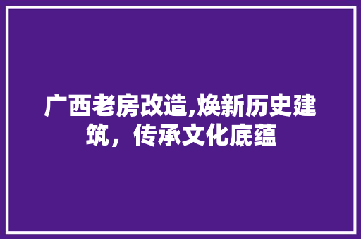 广西老房改造,焕新历史建筑，传承文化底蕴