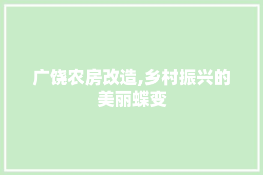 广饶农房改造,乡村振兴的美丽蝶变