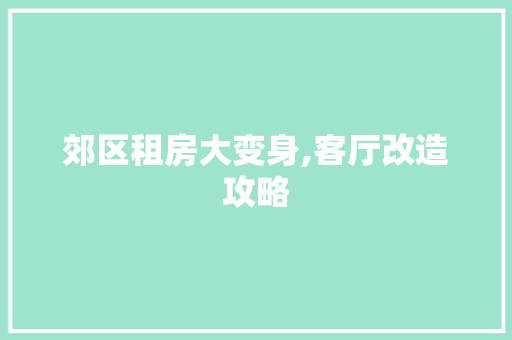 郊区租房大变身,客厅改造攻略