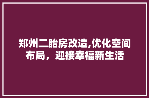 郑州二胎房改造,优化空间布局，迎接幸福新生活