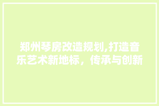 郑州琴房改造规划,打造音乐艺术新地标，传承与创新并行