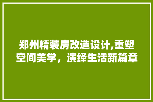 郑州精装房改造设计,重塑空间美学，演绎生活新篇章