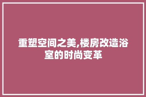 重塑空间之美,楼房改造浴室的时尚变革