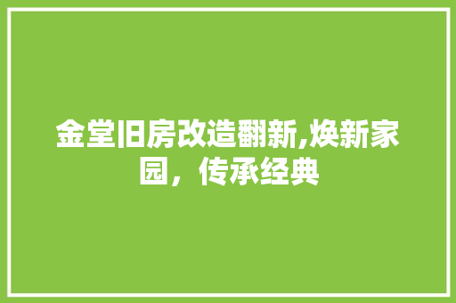 金堂旧房改造翻新,焕新家园，传承经典