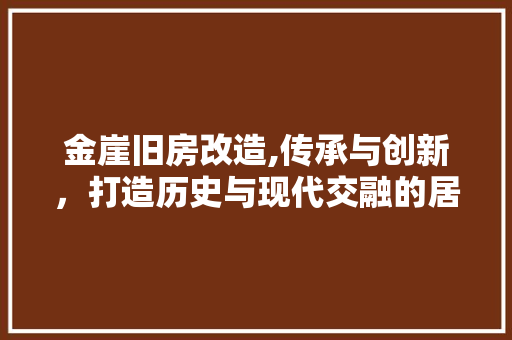 金崖旧房改造,传承与创新，打造历史与现代交融的居住典范