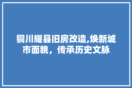 铜川耀县旧房改造,焕新城市面貌，传承历史文脉