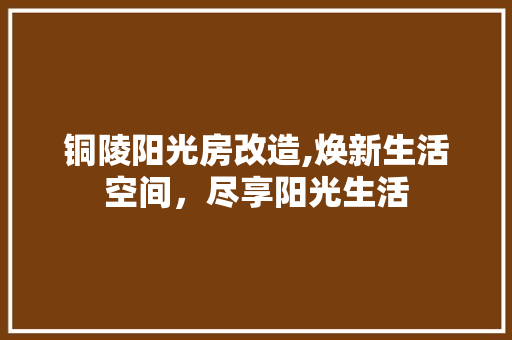 铜陵阳光房改造,焕新生活空间，尽享阳光生活