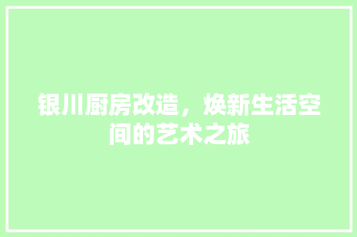 银川厨房改造，焕新生活空间的艺术之旅
