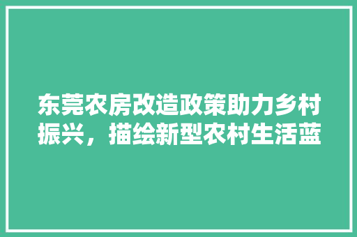 东莞农房改造政策助力乡村振兴，描绘新型农村生活蓝图