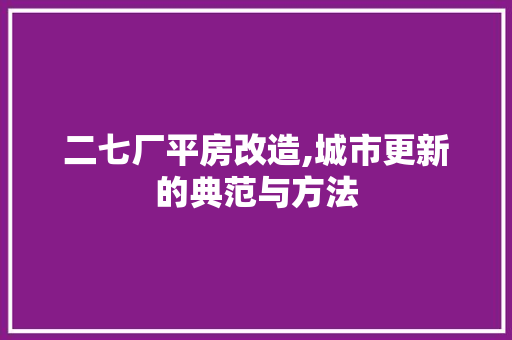 二七厂平房改造,城市更新的典范与方法