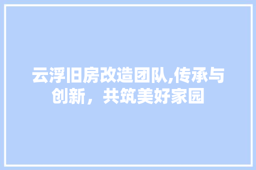 云浮旧房改造团队,传承与创新，共筑美好家园