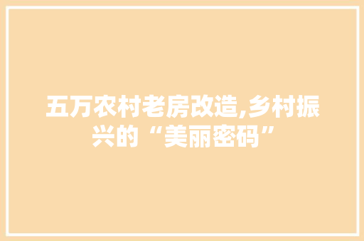 五万农村老房改造,乡村振兴的“美丽密码”