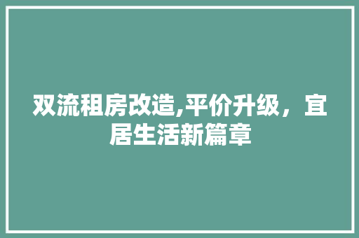 双流租房改造,平价升级，宜居生活新篇章