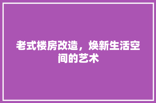 老式楼房改造，焕新生活空间的艺术