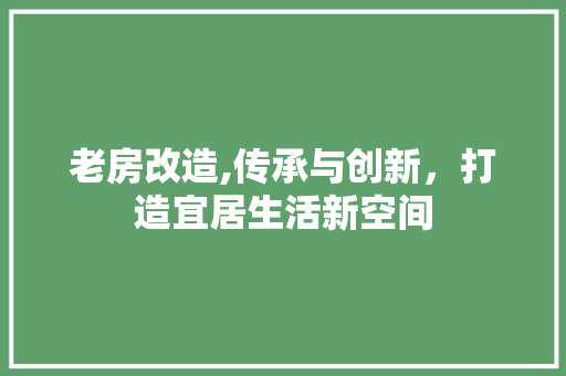 老房改造,传承与创新，打造宜居生活新空间