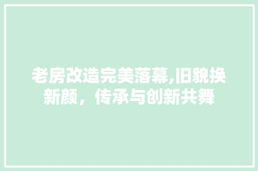 老房改造完美落幕,旧貌换新颜，传承与创新共舞