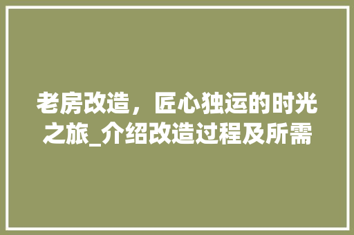 老房改造，匠心独运的时光之旅_介绍改造过程及所需时间