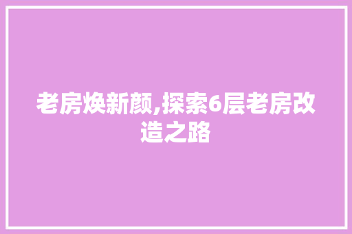 老房焕新颜,探索6层老房改造之路