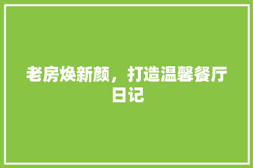 老房焕新颜，打造温馨餐厅日记