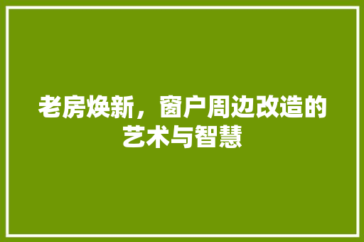 老房焕新，窗户周边改造的艺术与智慧