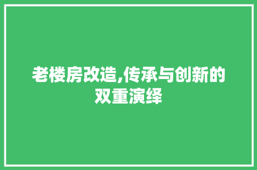 老楼房改造,传承与创新的双重演绎