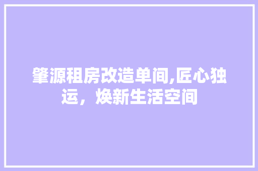 肇源租房改造单间,匠心独运，焕新生活空间