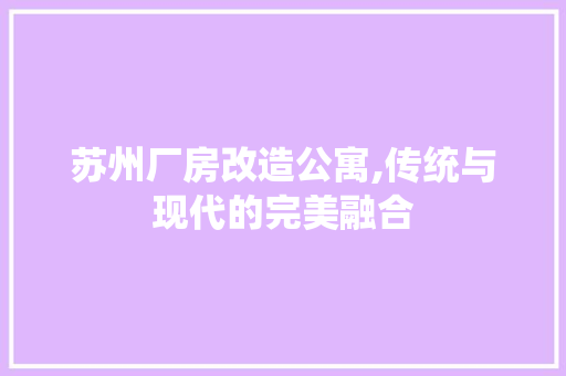 苏州厂房改造公寓,传统与现代的完美融合