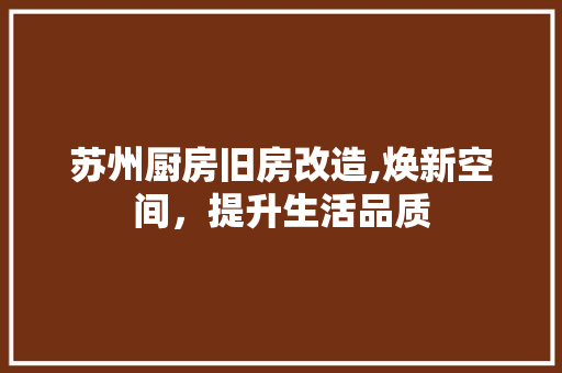 苏州厨房旧房改造,焕新空间，提升生活品质