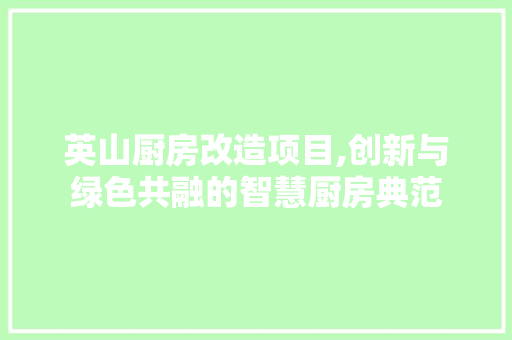 英山厨房改造项目,创新与绿色共融的智慧厨房典范