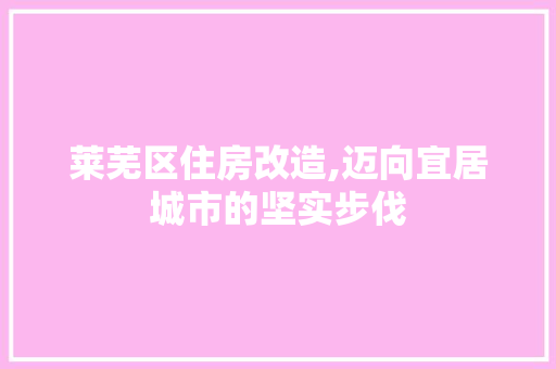 莱芜区住房改造,迈向宜居城市的坚实步伐