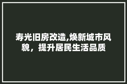 寿光旧房改造,焕新城市风貌，提升居民生活品质