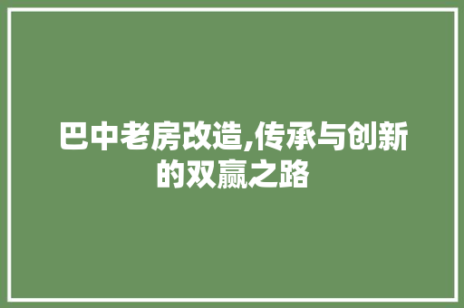巴中老房改造,传承与创新的双赢之路
