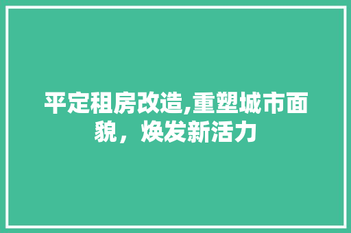 平定租房改造,重塑城市面貌，焕发新活力