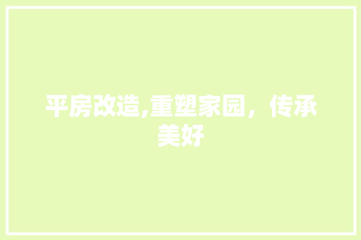 平房改造,重塑家园，传承美好