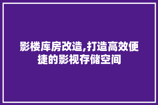 影楼库房改造,打造高效便捷的影视存储空间