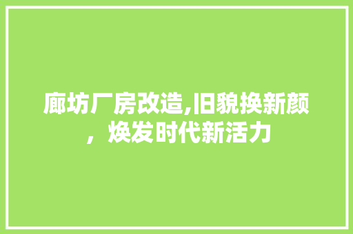 廊坊厂房改造,旧貌换新颜，焕发时代新活力