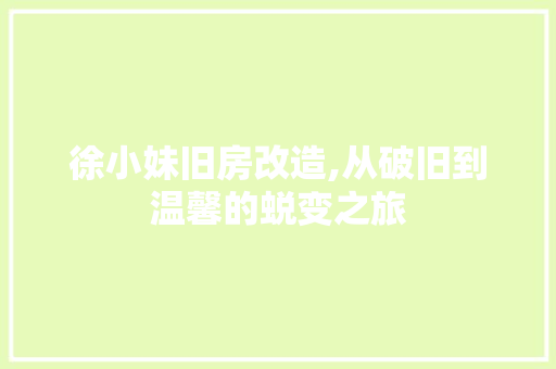 徐小妹旧房改造,从破旧到温馨的蜕变之旅