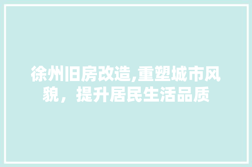 徐州旧房改造,重塑城市风貌，提升居民生活品质
