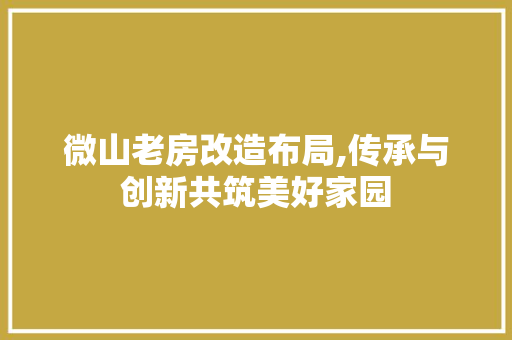 微山老房改造布局,传承与创新共筑美好家园