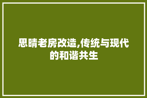 思晴老房改造,传统与现代的和谐共生