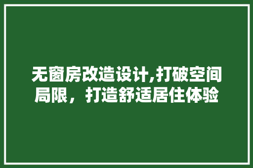 无窗房改造设计,打破空间局限，打造舒适居住体验
