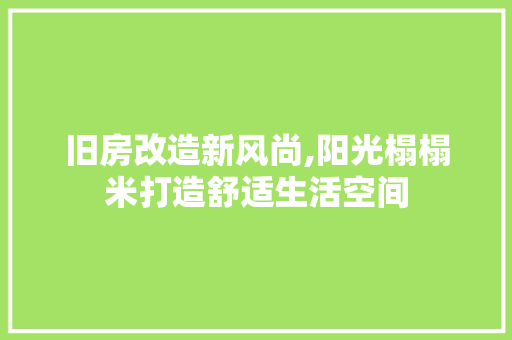 旧房改造新风尚,阳光榻榻米打造舒适生活空间