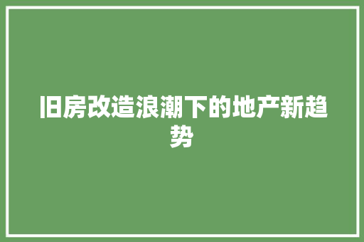 旧房改造浪潮下的地产新趋势