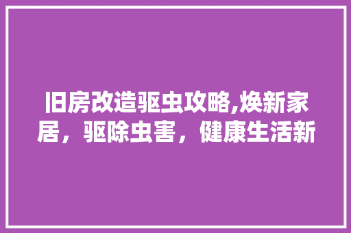 旧房改造驱虫攻略,焕新家居，驱除虫害，健康生活新起点