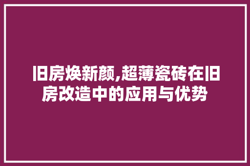 旧房焕新颜,超薄瓷砖在旧房改造中的应用与优势
